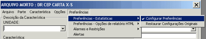 Menu Preferências Estatísticas