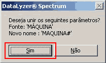 Mensagem de confirma��o - Deseja unir os seguintes par�metros?