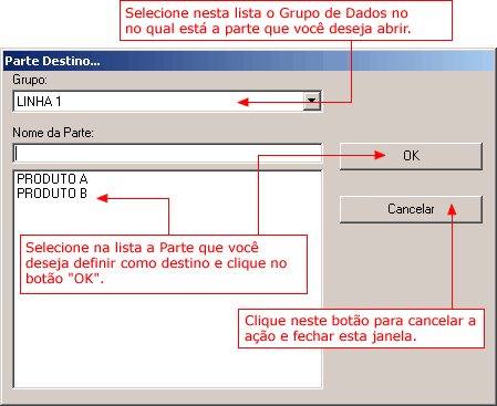 Janela para Selecionar Parte