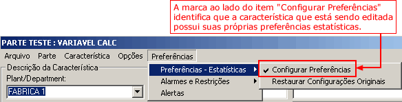 Menu Prefer�ncias, Submenu Prefer�ncias Estat�sticas