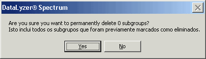 Mensagem de confirmação para exclusão dos dados