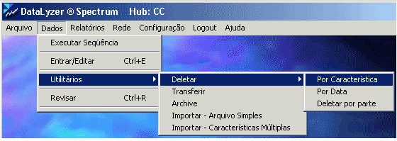 Menu deletar por Característica